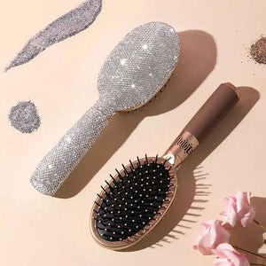 Luxury Rhinestone Comb Portable Travel Massage Hair Comb Anti-static Detangling Hairbrush Hairdressing Styling Beauty Tool Decor