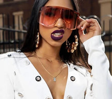 Load image into Gallery viewer, Oversized Women Blue Yellow Gradient Huge Sunglasses Curved Fashion Rimless Metal Shades Personality Massive Female Eyewear Prop
