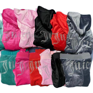 Juicy Couture TrackSuit Hoodies Velvet Zipper Sweatshirt And Pants Set