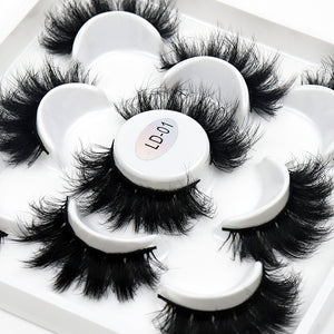 5 Pairs 25mm 3D Mink Lashes Bulk Volume Fluffy Natural False Eyelashes Thick Dramatic Mink Eyelashes