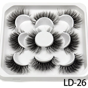 5 Pairs 25mm 3D Mink Lashes Bulk Volume Fluffy Natural False Eyelashes Thick Dramatic Mink Eyelashes