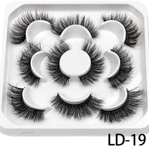 5 Pairs 25mm 3D Mink Lashes Bulk Volume Fluffy Natural False Eyelashes Thick Dramatic Mink Eyelashes