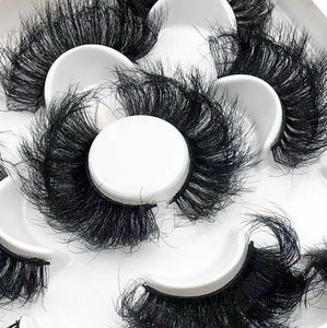 5 Pairs 25mm 3D Mink Lashes Bulk Volume Fluffy Natural False Eyelashes Thick Dramatic Mink Eyelashes