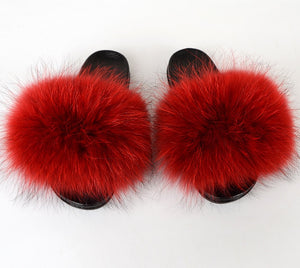 Fur Slippers For Women Fluffy Fuzzy Flat Slides Fashion Sandals Flip Flops