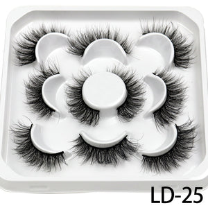 5 Pairs 25mm 3D Mink Lashes Bulk Volume Fluffy Natural False Eyelashes Thick Dramatic Mink Eyelashes