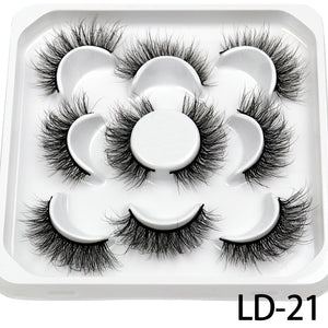 5 Pairs 25mm 3D Mink Lashes Bulk Volume Fluffy Natural False Eyelashes Thick Dramatic Mink Eyelashes