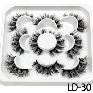 5 Pairs 25mm 3D Mink Lashes Bulk Volume Fluffy Natural False Eyelashes Thick Dramatic Mink Eyelashes