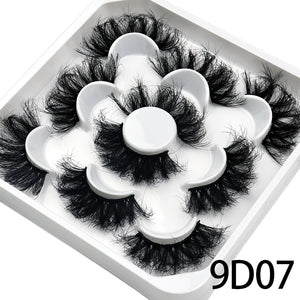 5 Pairs 25mm 3D Mink Lashes Bulk Volume Fluffy Natural False Eyelashes Thick Dramatic Mink Eyelashes