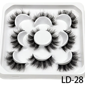 5 Pairs 25mm 3D Mink Lashes Bulk Volume Fluffy Natural False Eyelashes Thick Dramatic Mink Eyelashes