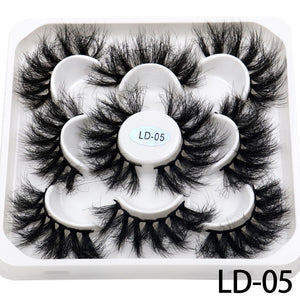 5 Pairs 25mm 3D Mink Lashes Bulk Volume Fluffy Natural False Eyelashes Thick Dramatic Mink Eyelashes