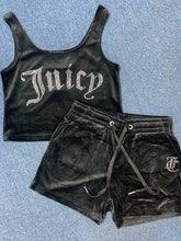 Load image into Gallery viewer, Juicy Couture Velvet Crop Top and Shorts Set Summer Sweatsuit Juicy Sleeveless Tank Top and Drawstring Shorts Women Casual Two Piece Set
