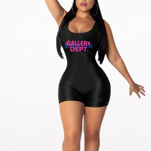 Gallery Dept Inspired Summer Basic One Piece Letter Print Cami Romper Sleeveless Stretchy Female Streetwear