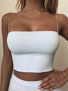 Summer Women's Crop Top Elastic Cotton Sleeveless Short Tank Top