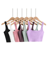 Load image into Gallery viewer, Summer Women Sleeveless Tops Fashion Short Square Collar Tank Tops
