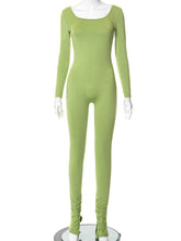 Load image into Gallery viewer, Green Long Sleeve Backless Stacked Jumpsuit Slit Bodycon Sexy Streetwear Casual Rompers Club Outfits
