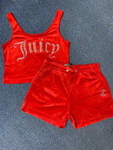 Load image into Gallery viewer, Juicy Couture Velvet Crop Top and Shorts Set Summer Sweatsuit Juicy Sleeveless Tank Top and Drawstring Shorts Women Casual Two Piece Set
