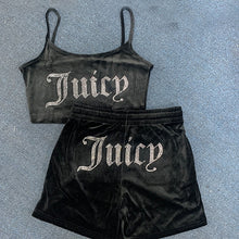 Load image into Gallery viewer, Juicy Couture Velvet Crop Top and Shorts Set Summer Sweatsuit Juicy Sleeveless Tank Top and Drawstring Shorts Women Casual Two Piece Set
