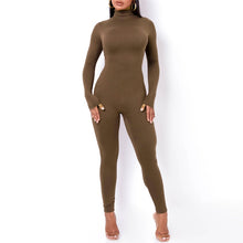 Load image into Gallery viewer, Long Sleeve Solid Turtleneck Skinny Bodycon Jumpsuit Women Fashion Streetwear Casual Romper
