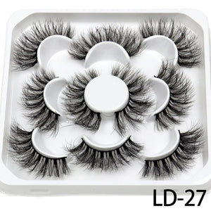 5 Pairs 25mm 3D Mink Lashes Bulk Volume Fluffy Natural False Eyelashes Thick Dramatic Mink Eyelashes