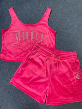 Load image into Gallery viewer, Juicy Couture Velvet Crop Top and Shorts Set Summer Sweatsuit Juicy Sleeveless Tank Top and Drawstring Shorts Women Casual Two Piece Set
