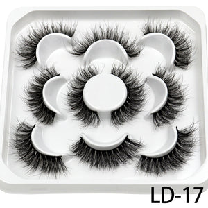 5 Pairs 25mm 3D Mink Lashes Bulk Volume Fluffy Natural False Eyelashes Thick Dramatic Mink Eyelashes