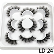 Load image into Gallery viewer, 5 Pairs 25mm 3D Mink Lashes Bulk Volume Fluffy Natural False Eyelashes Thick Dramatic Mink Eyelashes
