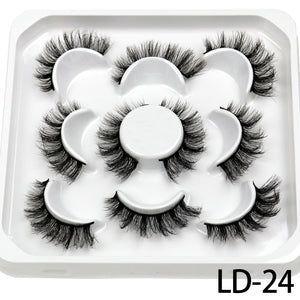 5 Pairs 25mm 3D Mink Lashes Bulk Volume Fluffy Natural False Eyelashes Thick Dramatic Mink Eyelashes