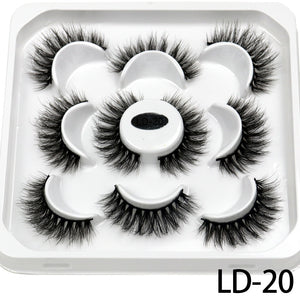 5 Pairs 25mm 3D Mink Lashes Bulk Volume Fluffy Natural False Eyelashes Thick Dramatic Mink Eyelashes