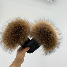 Load image into Gallery viewer, Fur Slippers For Women Fluffy Fuzzy Flat Slides Fashion Sandals Flip Flops
