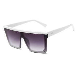 Flat Top Classic Square Sunglasses Woman Brand Designer Purple Mirror Coating Shades UV400