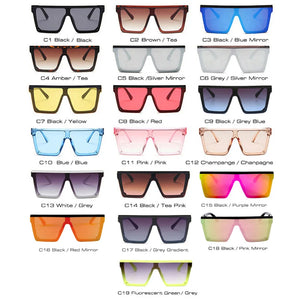 Flat Top Classic Square Sunglasses Woman Brand Designer Purple Mirror Coating Shades UV400