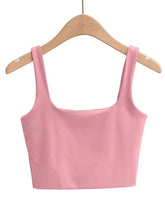 Load image into Gallery viewer, Summer Women Sleeveless Tops Fashion Short Square Collar Tank Tops
