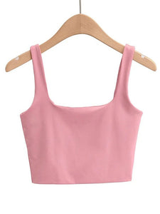 Summer Women Sleeveless Tops Fashion Short Square Collar Tank Tops