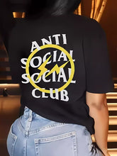 Load image into Gallery viewer, Anti Social Social Club Inspired Letter Print T-shirt Crew Neck Short Sleeve Short Top For Women Casual Fashion Tees
