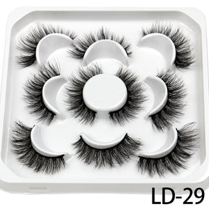 5 Pairs 25mm 3D Mink Lashes Bulk Volume Fluffy Natural False Eyelashes Thick Dramatic Mink Eyelashes