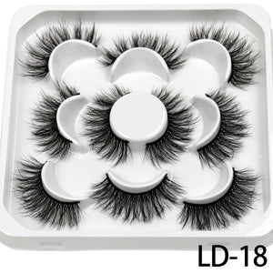 5 Pairs 25mm 3D Mink Lashes Bulk Volume Fluffy Natural False Eyelashes Thick Dramatic Mink Eyelashes