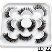 Load image into Gallery viewer, 5 Pairs 25mm 3D Mink Lashes Bulk Volume Fluffy Natural False Eyelashes Thick Dramatic Mink Eyelashes
