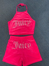 Load image into Gallery viewer, Juicy Couture Velvet Crop Top and Shorts Set Summer Sweatsuit Juicy Sleeveless Tank Top and Drawstring Shorts Women Casual Two Piece Set
