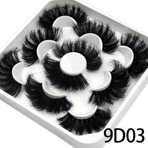 5 Pairs 25mm 3D Mink Lashes Bulk Volume Fluffy Natural False Eyelashes Thick Dramatic Mink Eyelashes