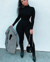 Load image into Gallery viewer, Long Sleeve Solid Turtleneck Skinny Bodycon Jumpsuit Women Fashion Streetwear Casual Romper
