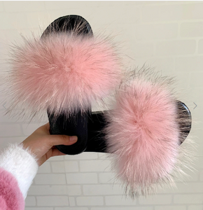 Fur Slippers For Women Fluffy Fuzzy Flat Slides Fashion Sandals Flip Flops