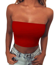 Load image into Gallery viewer, Women Strapless Crop Top Solid Color Elastic Bandeau Tube Tops Shirt Cami Tops
