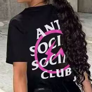 Anti Social Social Club Inspired Letter Print T-shirt Crew Neck Short Sleeve Short Top For Women Casual Fashion Tees