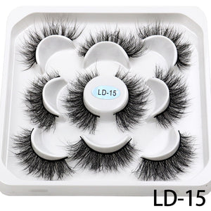 5 Pairs 25mm 3D Mink Lashes Bulk Volume Fluffy Natural False Eyelashes Thick Dramatic Mink Eyelashes