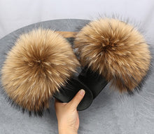 Load image into Gallery viewer, Fur Slippers For Women Fluffy Fuzzy Flat Slides Fashion Sandals Flip Flops
