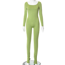 Load image into Gallery viewer, Green Long Sleeve Backless Stacked Jumpsuit Slit Bodycon Sexy Streetwear Casual Rompers Club Outfits
