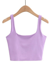 Load image into Gallery viewer, Summer Women Sleeveless Tops Fashion Short Square Collar Tank Tops
