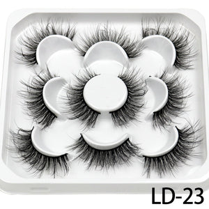 5 Pairs 25mm 3D Mink Lashes Bulk Volume Fluffy Natural False Eyelashes Thick Dramatic Mink Eyelashes