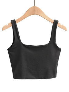 Summer Women Sleeveless Tops Fashion Short Square Collar Tank Tops