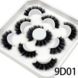 5 Pairs 25mm 3D Mink Lashes Bulk Volume Fluffy Natural False Eyelashes Thick Dramatic Mink Eyelashes